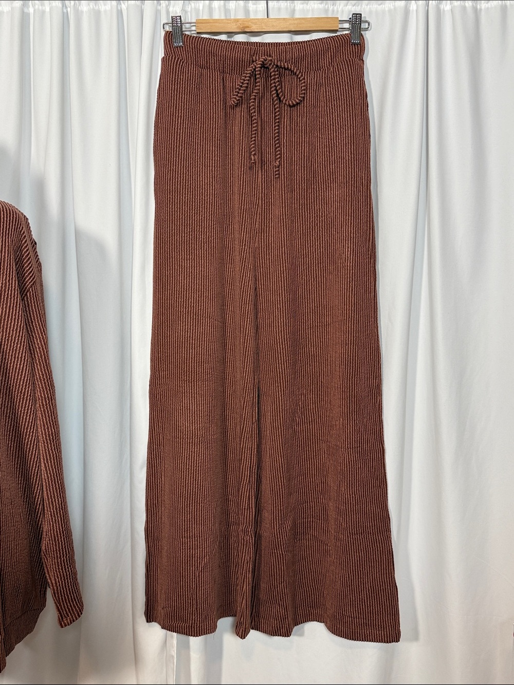 Cozy Cowl-Neck Knit Sweater & Wide-Leg Pants Set - Chocolate - Picture 6 of 9